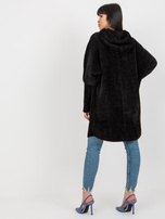 Hurtownia online Czarny luźny płaszcz alpaka z suwakiem