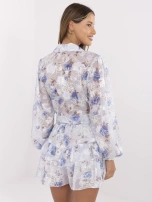 Niebieski damski komplet ze spódnico-szortami