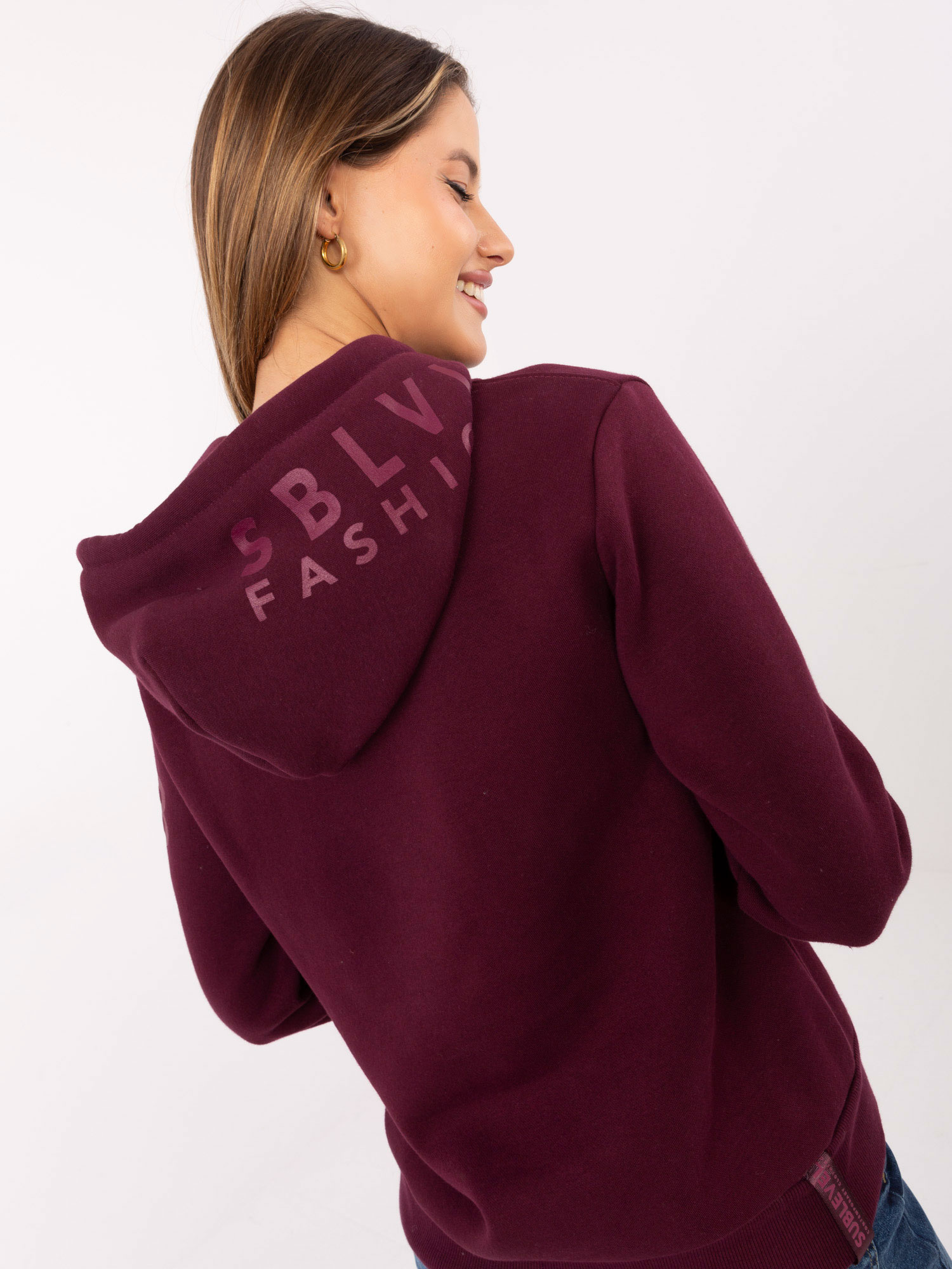 Burgundowa ocieplana bluza kangurka SUBLEVEL