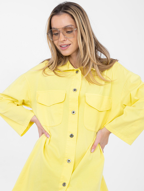 Żółta sukienka szmizjerka z kołnierzykiem RUE PARIS