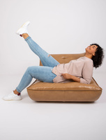 Jasnobeżowa bluzka plus size z dżetami Cordelia