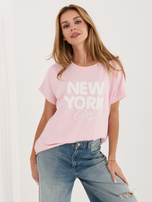 Jasnoróżowa bluzka z wypukłym napisem RUE PARIS 