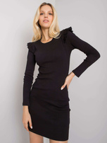 Czarna sukienka mini z falbankami Janet RUE PARIS 