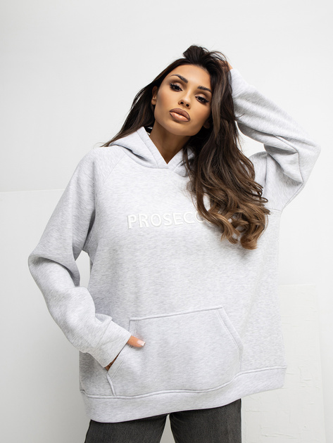 Jasnoszara bluza z napisem prosecco RUE PARIS