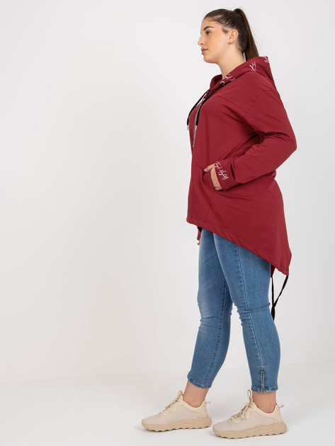 Hurtownia Bordowa rozpinana bluza plus size z suwakiem