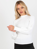 Hurt Biała prążkowana bluzka basic z półgolfem RUE PARIS