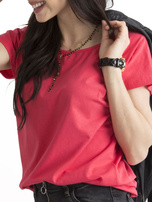 Ciemnokoralowy t-shirt Circle