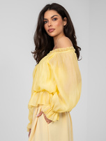 Jasnożółta bluzka hiszpanka z wiązaniem RUE PARIS 