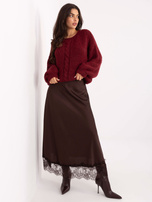 Bordowy sweter oversize z okrągłym dekoltem