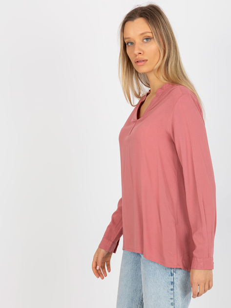 Hurt Brudnoróżowa gładka bluzka z dekoltem V SUBLEVEL