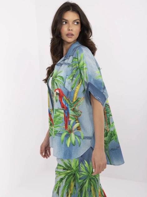 Niebieska damska koszula oversize od kompletu