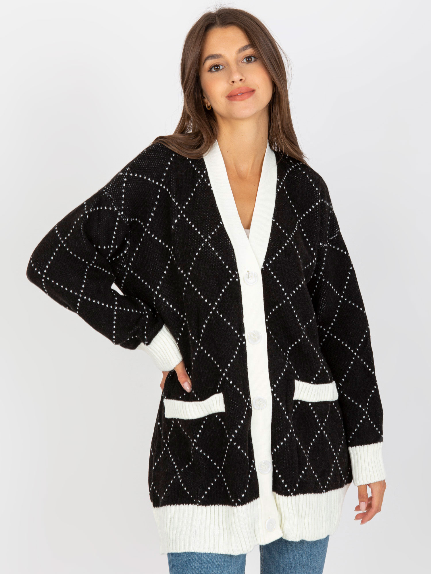 Hurt Schwarz lockerer Cardigan mit Knöpfen RUE PARIS.