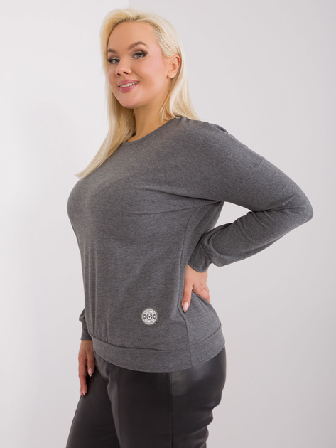 Hurt Ciemnoszara melanżowa bluzka plus size z bawełny