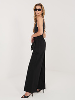 Czarne damskie spodnie z szeroką nogawką RUE PARIS