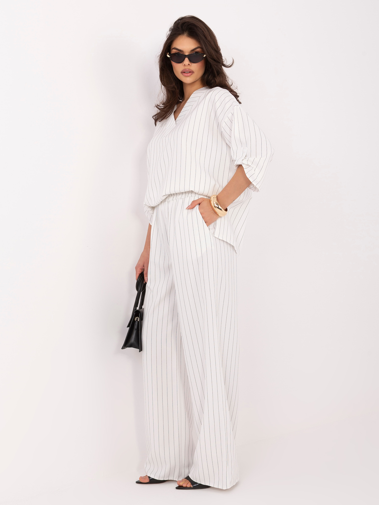 White elegant striped set.