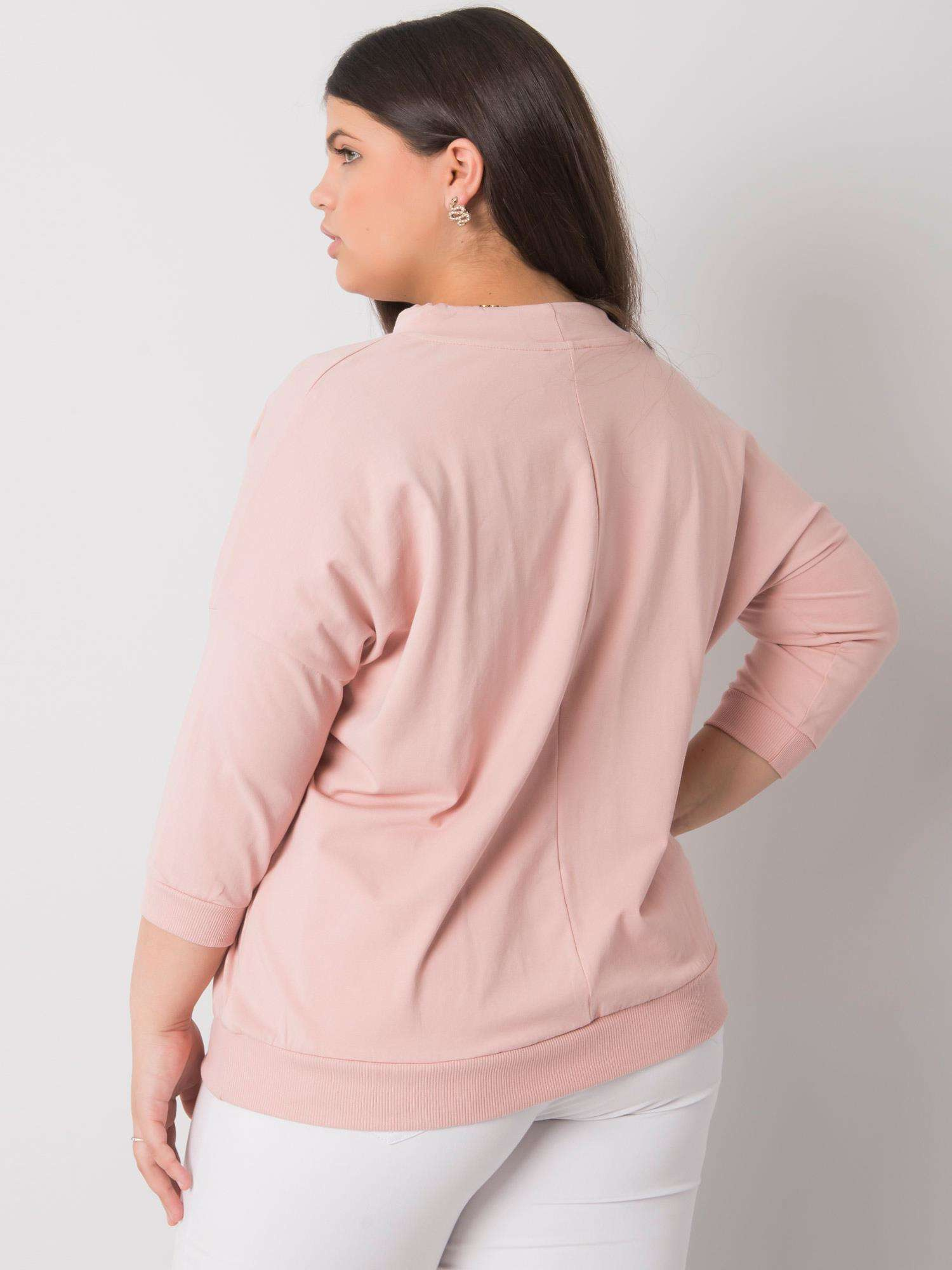 Brudnoróżowa bluzka plus size z aplikacją Bella