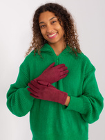 Hurtownia Bordowe eleganckie rękawiczki zimowe 