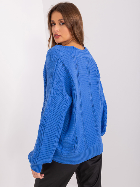 Hurtownia Ciemnoniebieski sweter damski z guzkami RUE PARIS