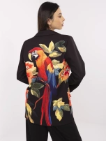 Czarna damska marynarka z kolorowym nadrukiem