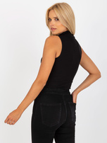 Hurt Czarny prążkowany top basic z półgolfem RUE PARIS 