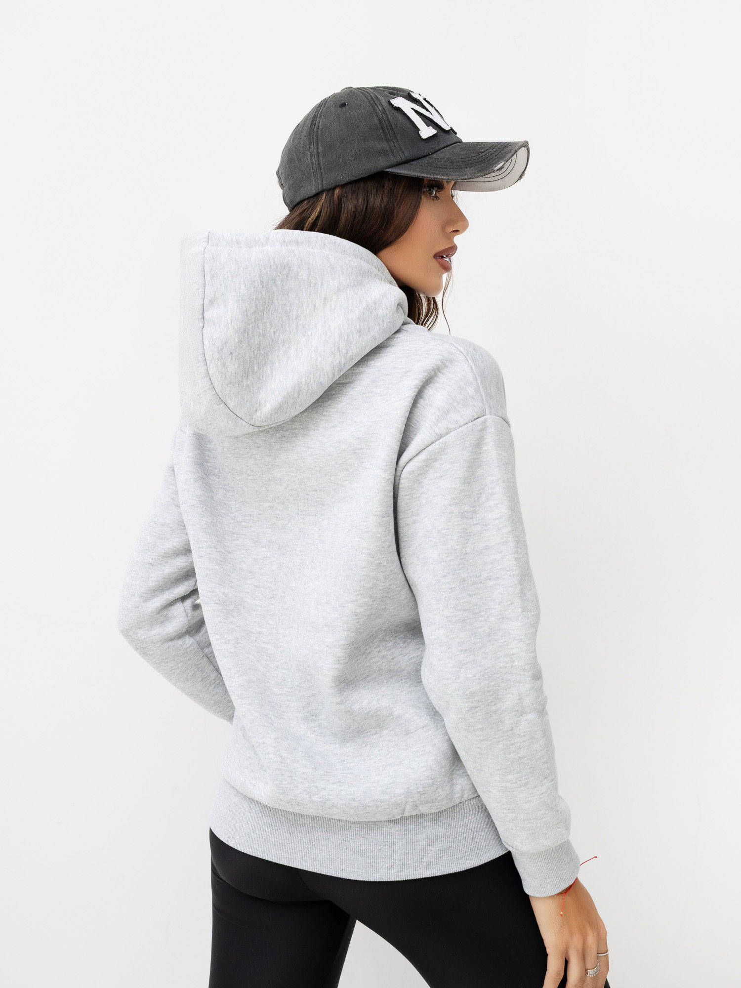 Jasnoszara bluza oversize z ociepleniem URBAN SURFACE 