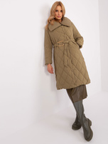 Großhandel Khaki lange Winterjacke mit Steppung.