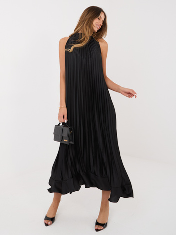 Czarna plisowana sukienka z falbaną RUE PARIS