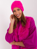 Hurt Ciemnoróżowa czapka zimowa z aplikacjami