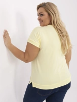 Jasnożółta damska bluzka plus size z napisami 