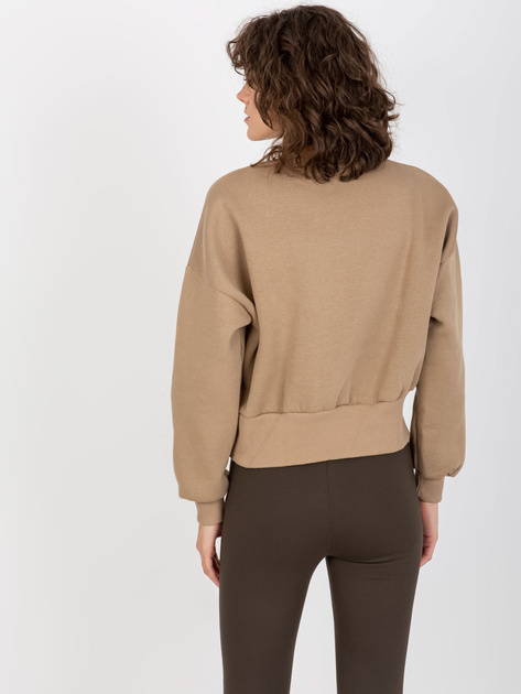 Hurt Ciemnobeżowa krótka bluza bez kaptura z okrągłym dekoltem