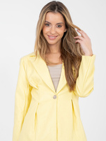 Jasnożółta jednorzędowa marynarka z ekoskóry RUE PARIS 