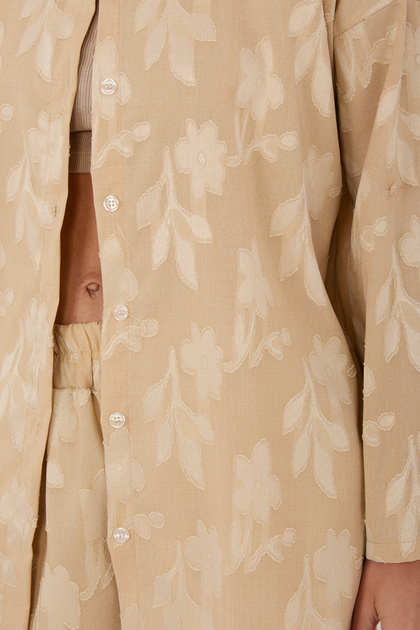 Beżowy letni komplet z wypukłym wzorem RUE PARIS