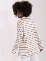 Hurtownia Biało-brązowa bawełniana bluzka oversize