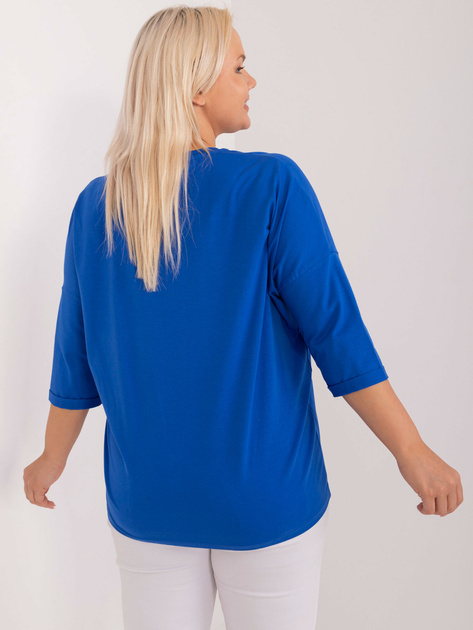 Hurt Kobaltowa damska bluzka plus size z dżetami