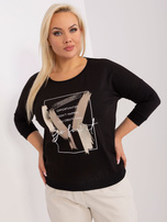 Hurt Czarna damska bluzka plus size z rękawem 3/4
