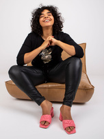 Czarna bluzka plus size bawełniana z nadrukiem Sammy