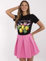 Czarny bawełniany t-shirt  damski z nadrukiem