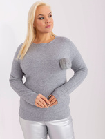 Hurt Szary casualowy sweter plus size z dzianiny