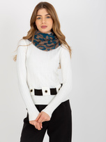 Hurt dark beige-sea winter scarf with patterns.