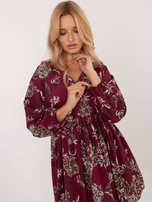 Hurtownia Fioletowa rozkloszowana sukienka we wzory