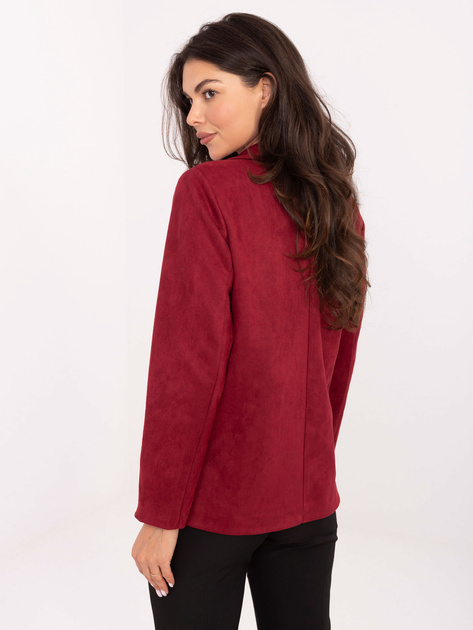 Bordowa zamszowa marynarka z zapięciem na guzik