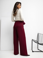 Bordowe spodnie palazzo z wiązaniem RUE PARIS 