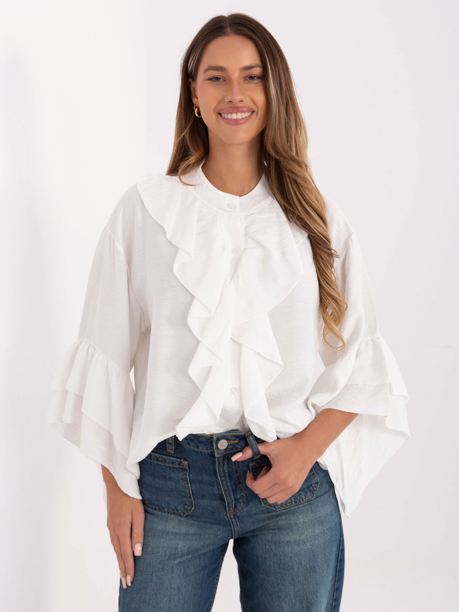 Ecru shirt with wide sleeves RUE PARIS.