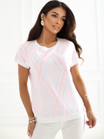 Jasnoróżowa casualowa bluzka w romby