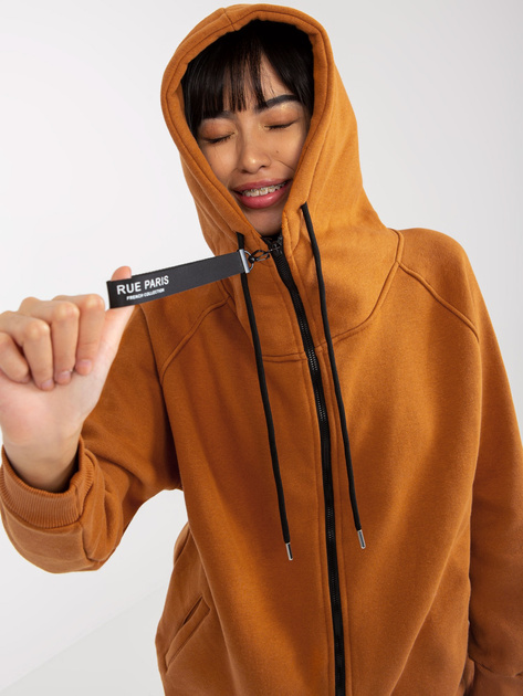 Hurt Jasnobrązowa rozpinana bluza basic z kapturem RUE PARIS