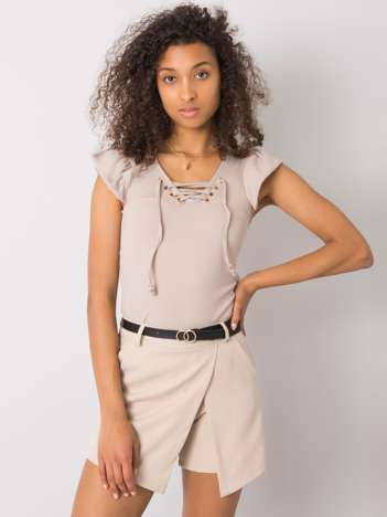 Beige Bluse mit Schnürung Waverly.