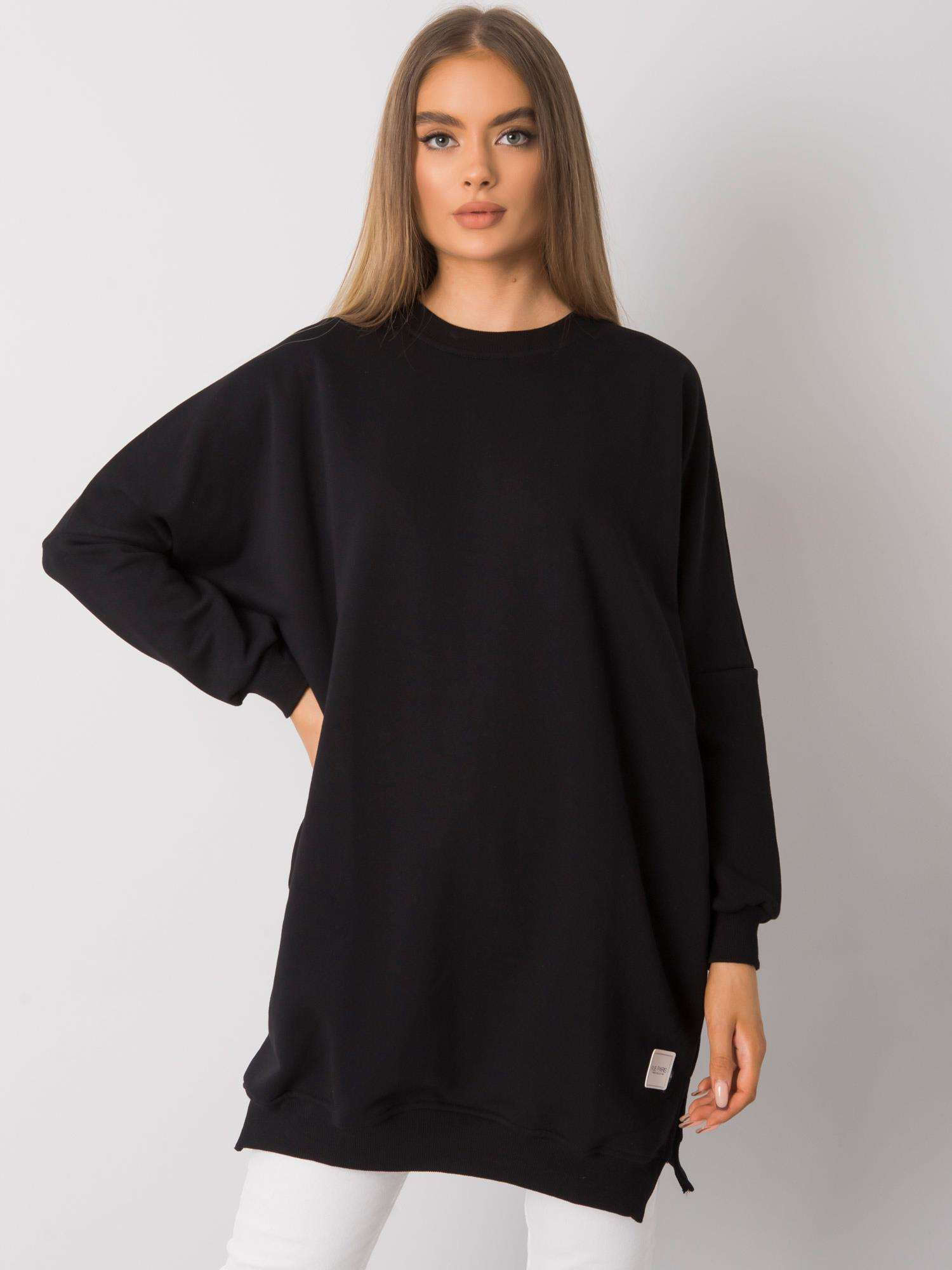 Schwarzes Sweatkleid mit langen Ärmeln Odile RUE PARIS.