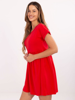 Czerwona letnia sukienka z bawełny RUE PARIS 