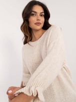 Hurt Jasnobeżowy sweter oversize z długim rękawem