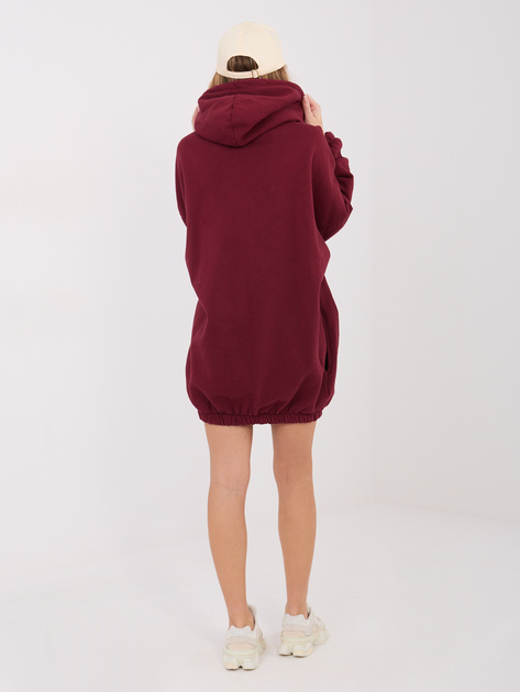 Bordowa dresowa sukienka z kapturem